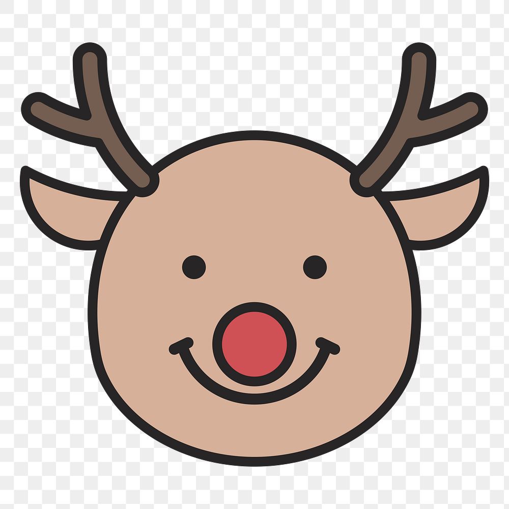 Rudolph reindeer slightly smiling emoticon on transparent background vector