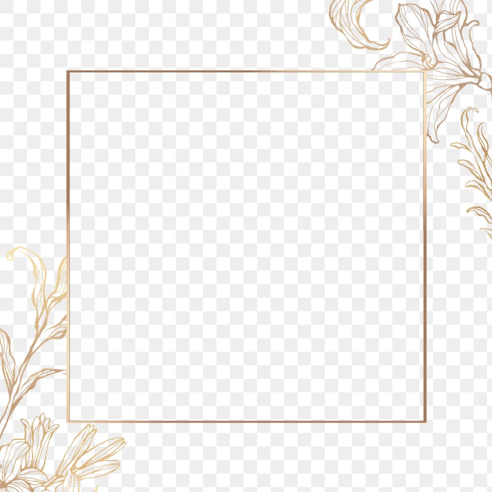 Rectangle gold frame with floral | Premium PNG - rawpixel