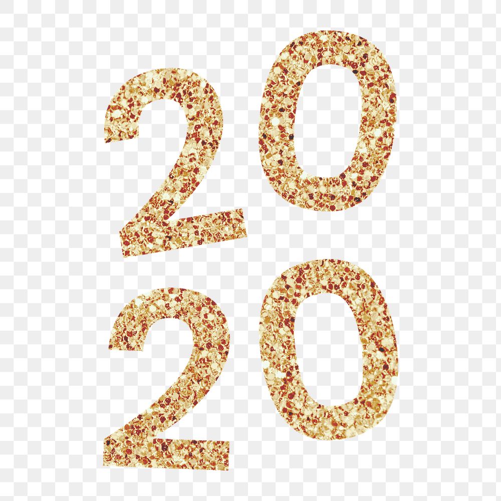Festive shimmering golden 2020 transparent png