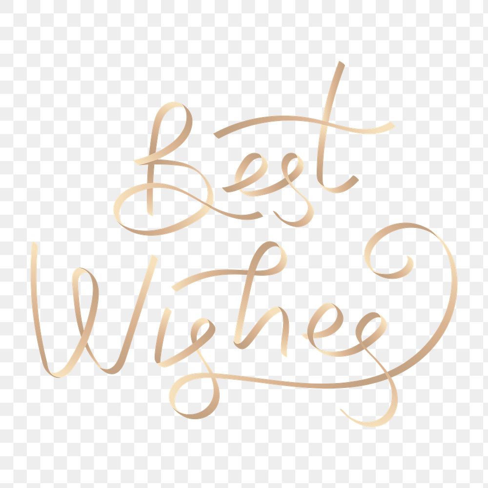 Golden best wishes typography transparent png