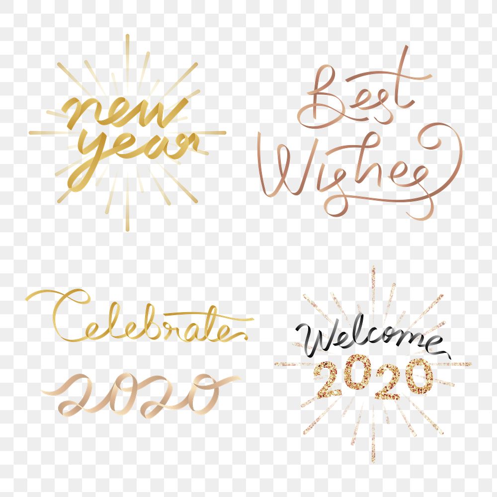 Festive new year 2020 set transparent png