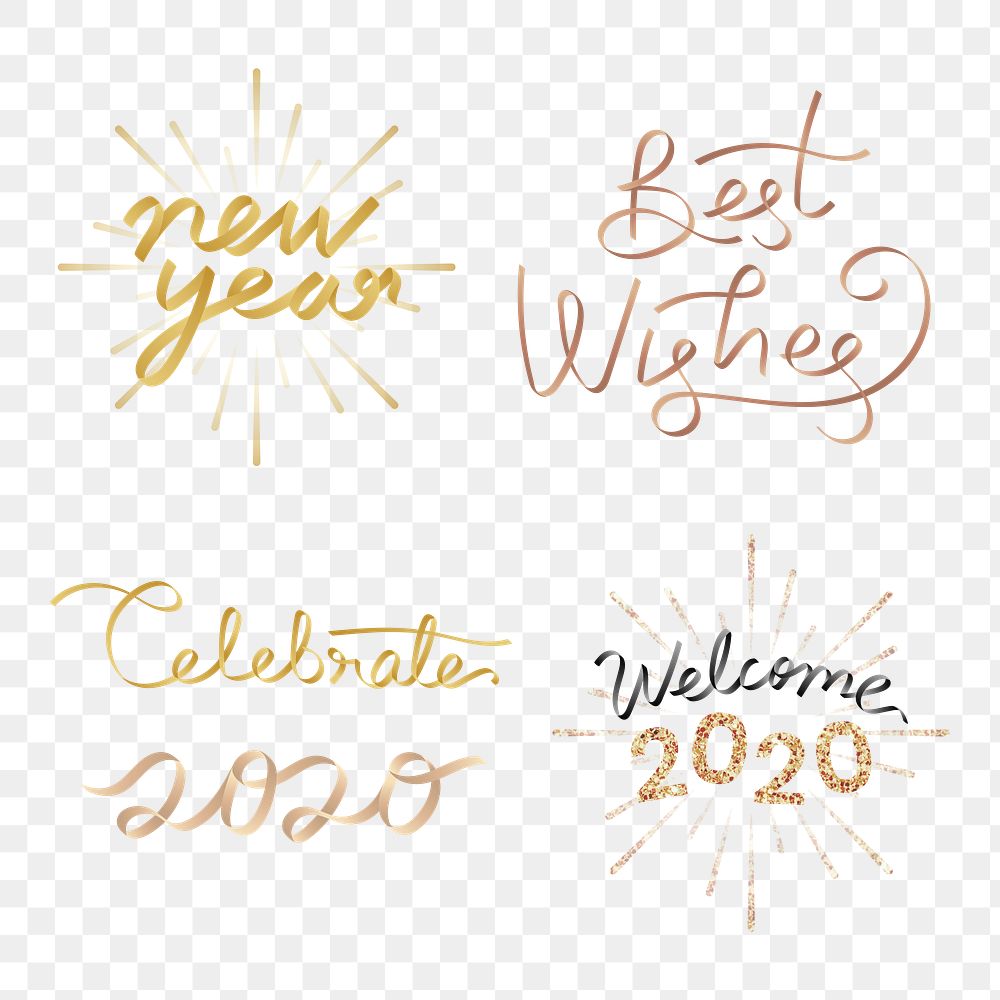 Festive new year 2020 set transparent png