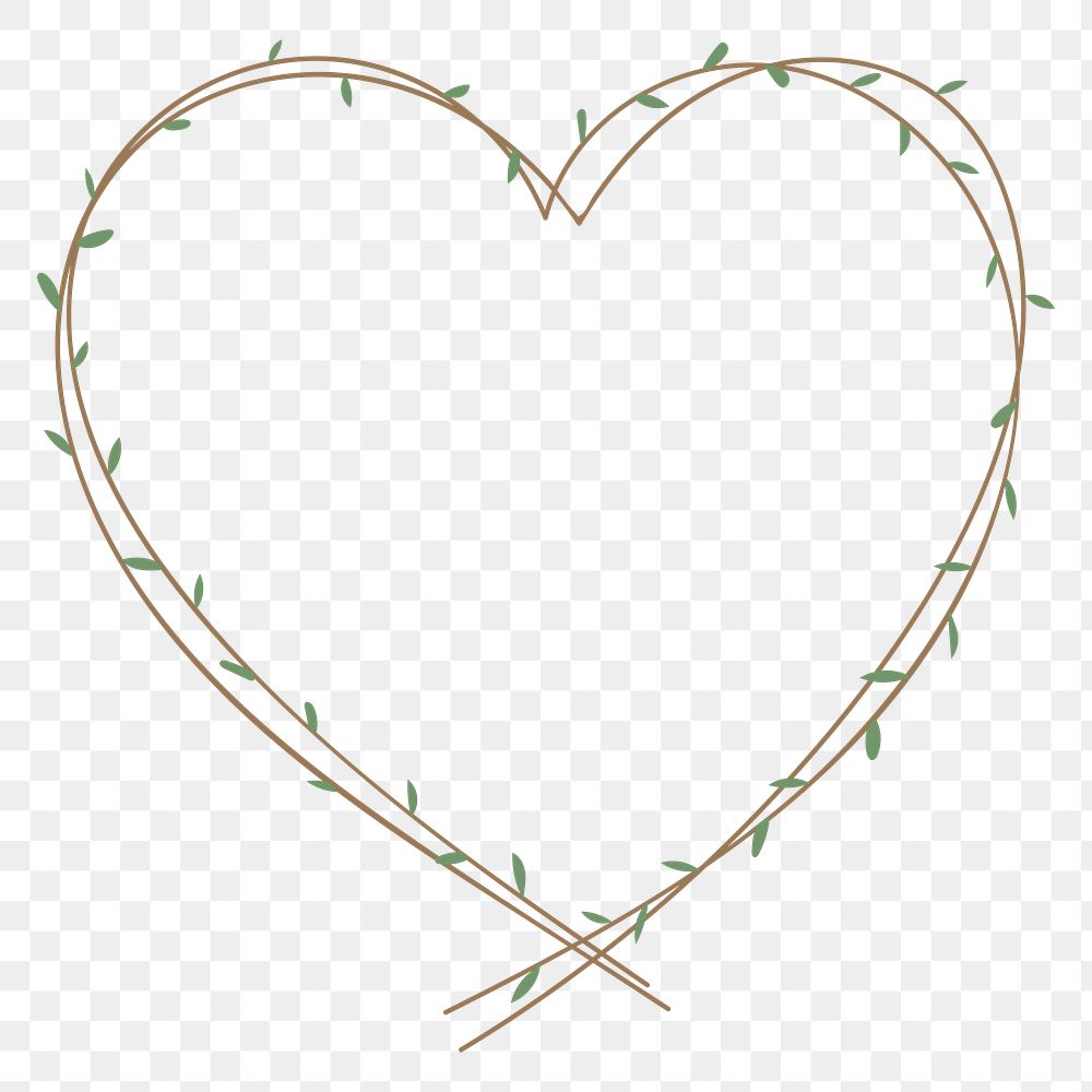 Green hearted wreath element transparent png