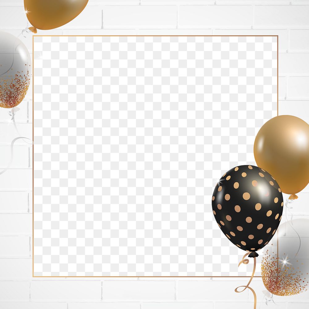 Festive balloons brick frame transparent png