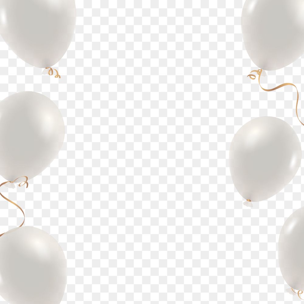 White balloons border frame png with transparent background