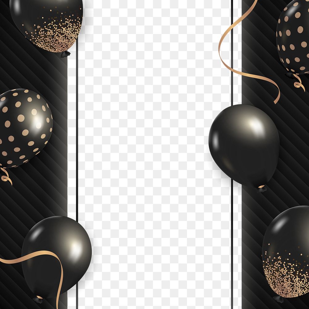 Black balloons frame png new year party