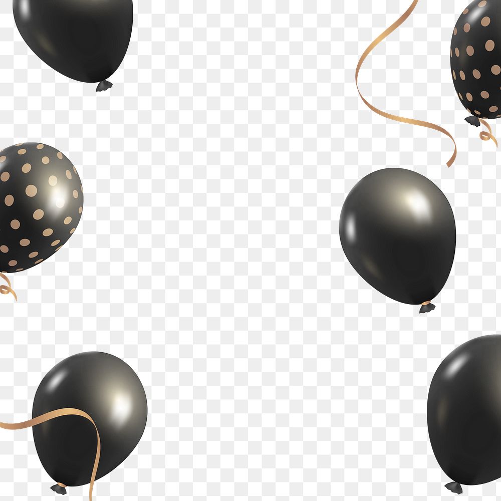 Black balloons border frame png in transparent background