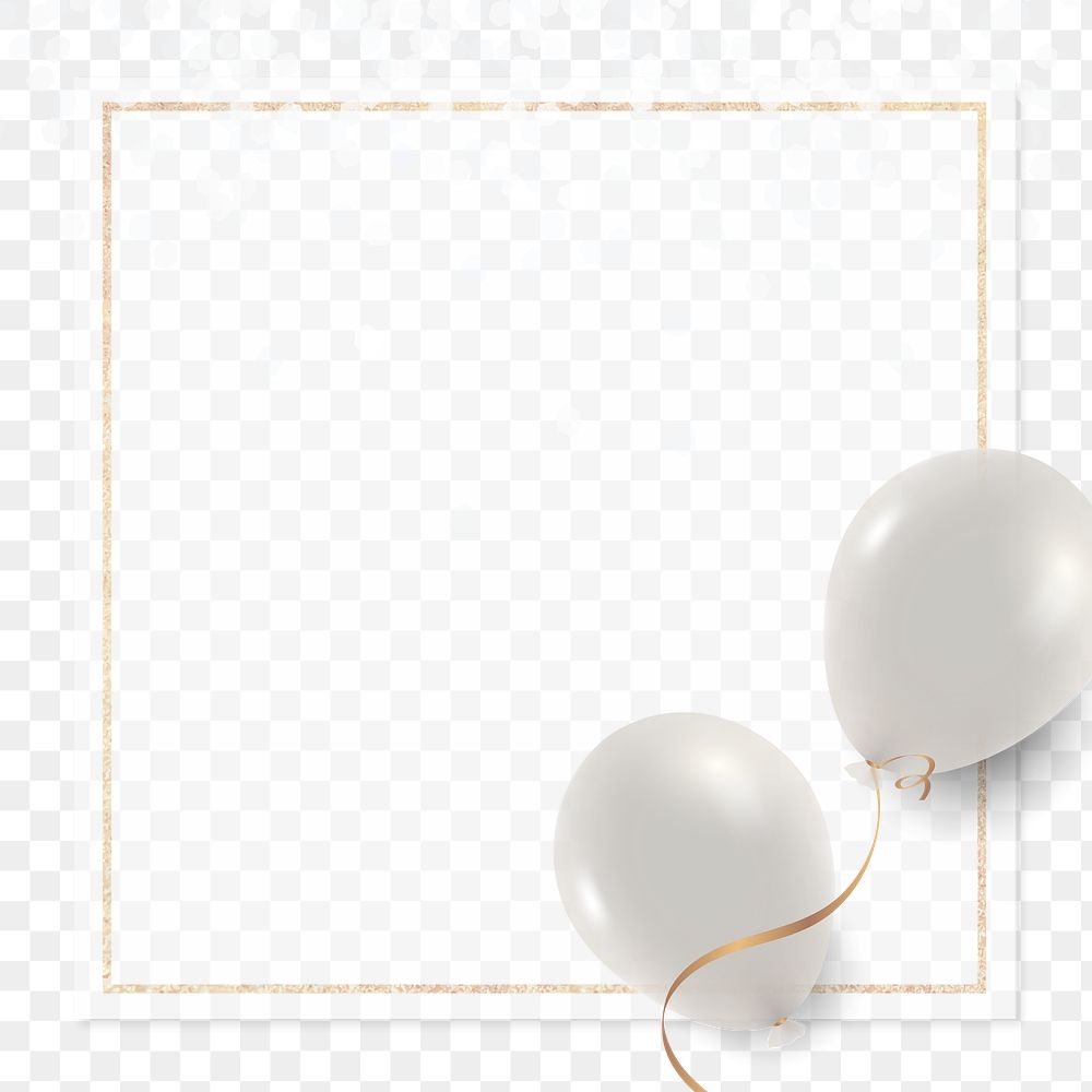 Pearl white balloons frame png in transparent background
