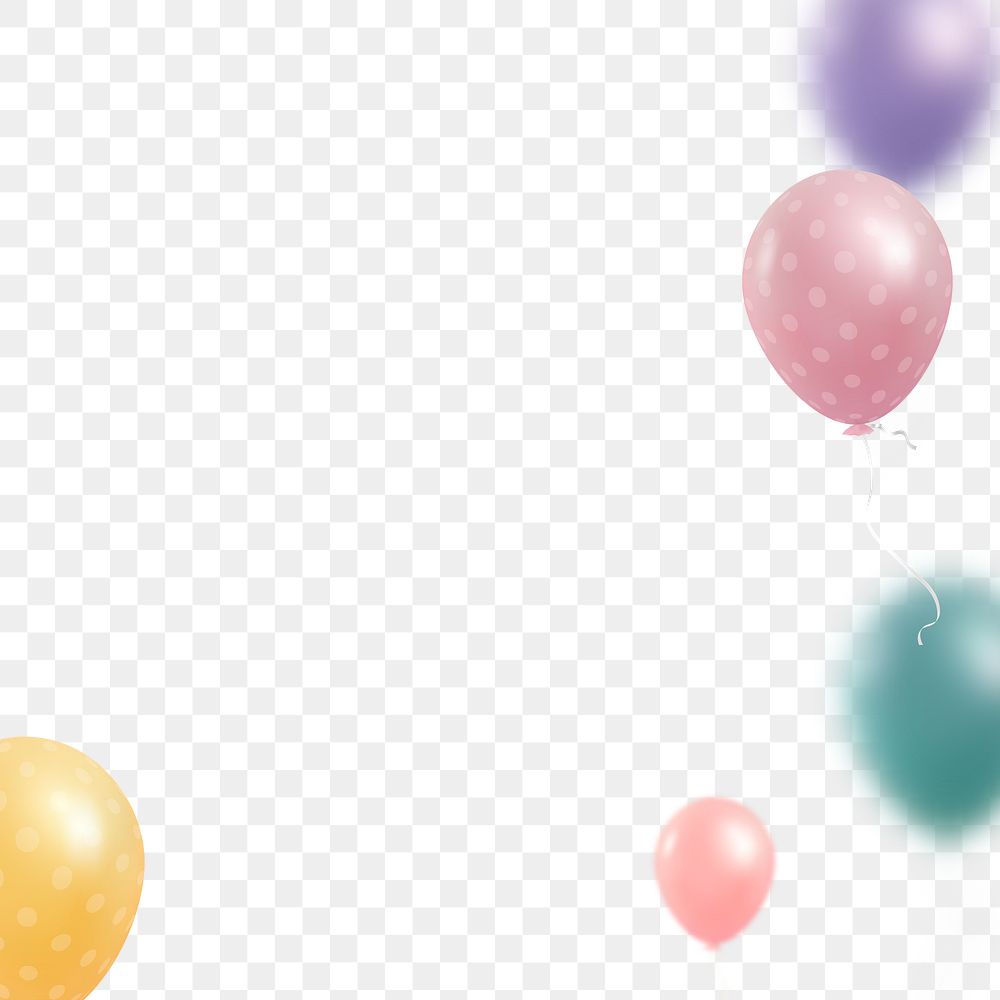 Birthday party balloons frame png with transparent background