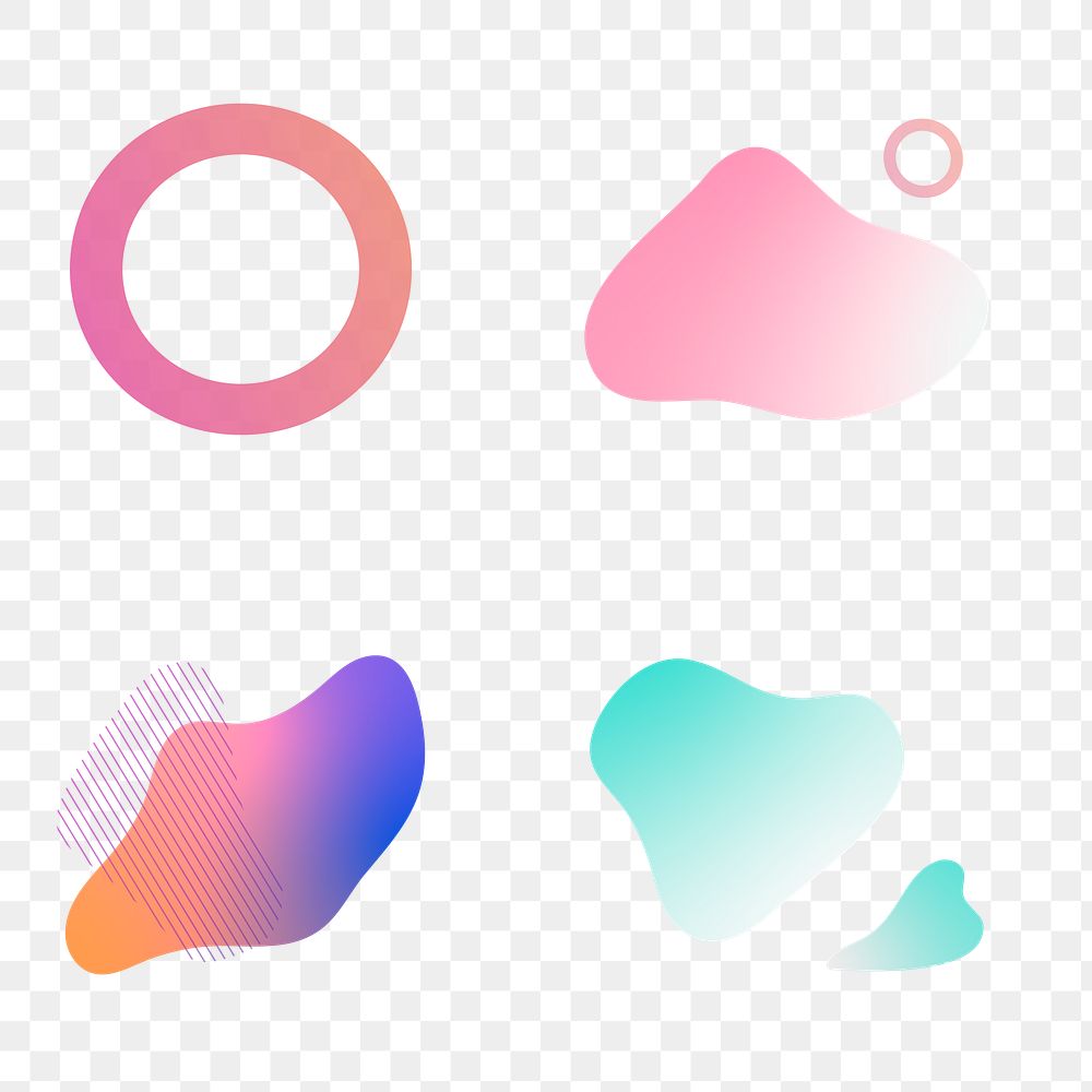 Colorful gradient elements collection transparent png