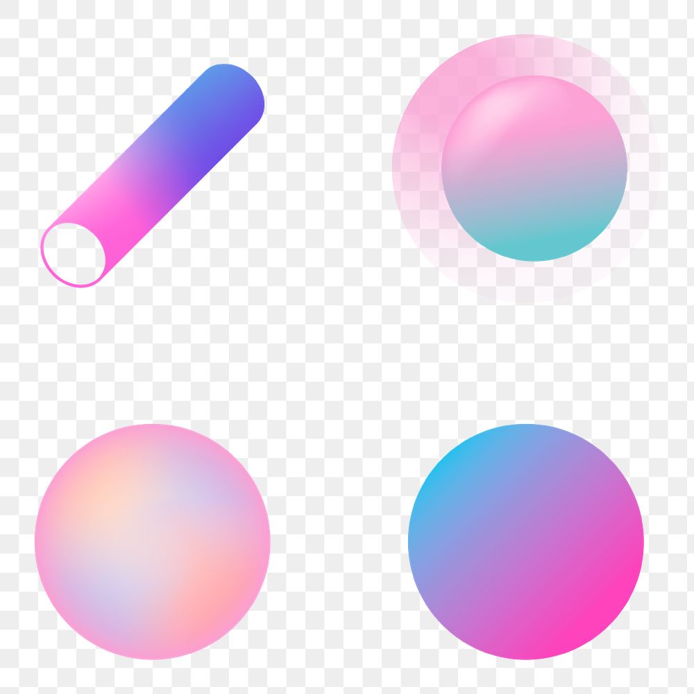 Colorful gradient elements collection transparent png