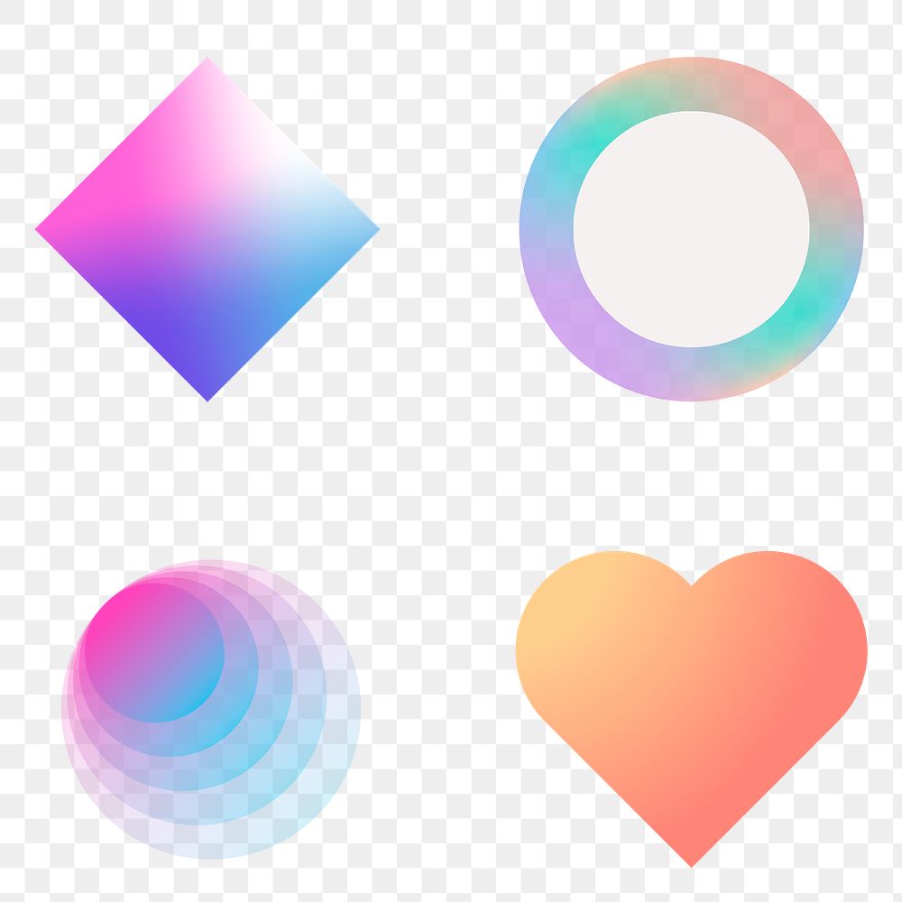 Colorful gradient elements collection transparent | Free PNG Sticker ...