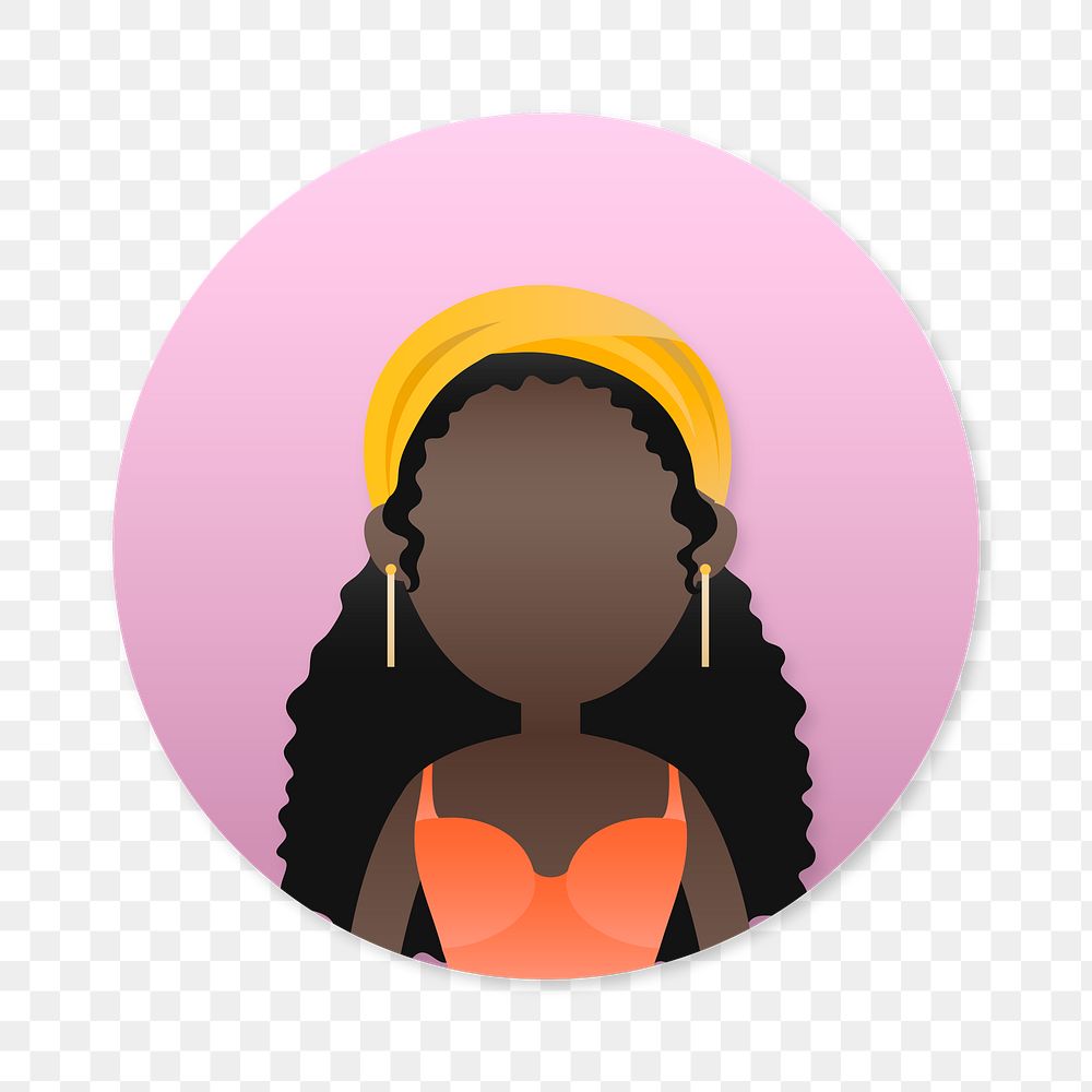 Young black girl avatar transparent png