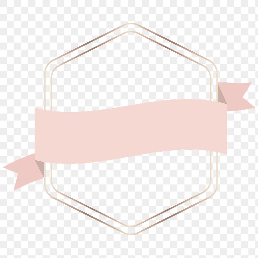 Gold frame with pink gold ribbon banner transparent png