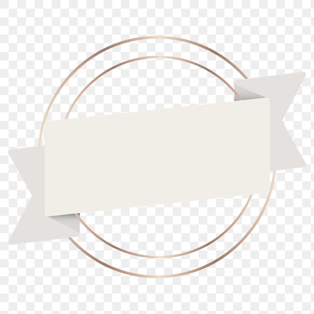 Gold frame with beige ribbon banner transparent png