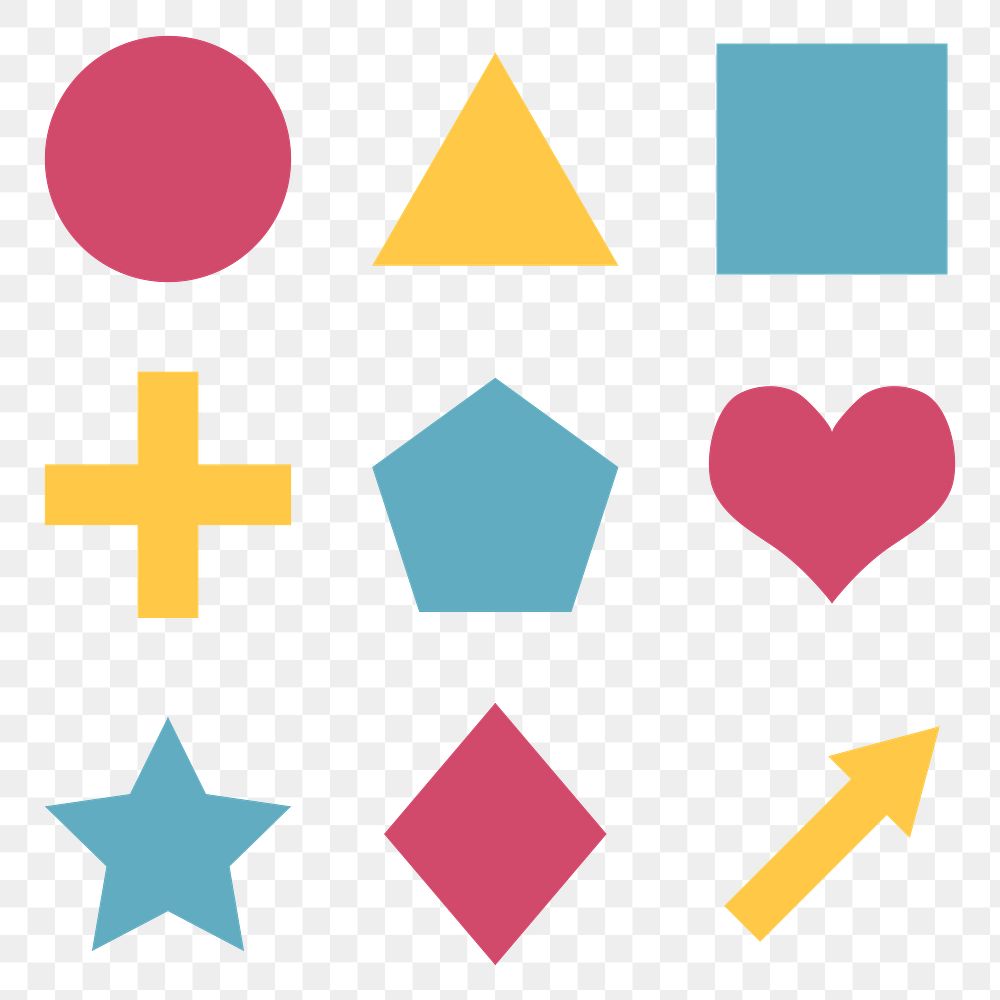 Colorful flat geometric shapes set | Free PNG - rawpixel