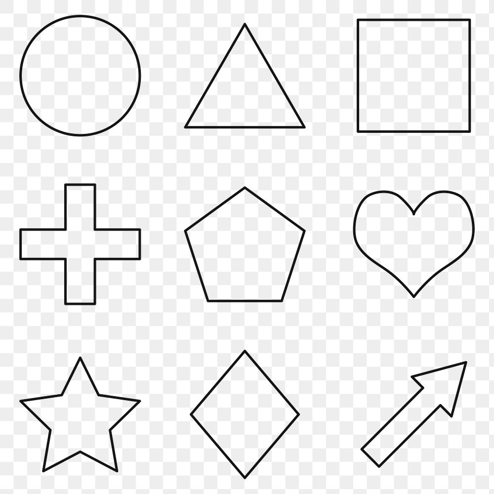Stroke geometric shapes set transparent png