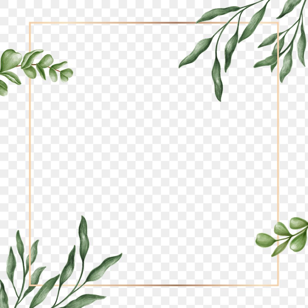 Green leaves frame transparent png