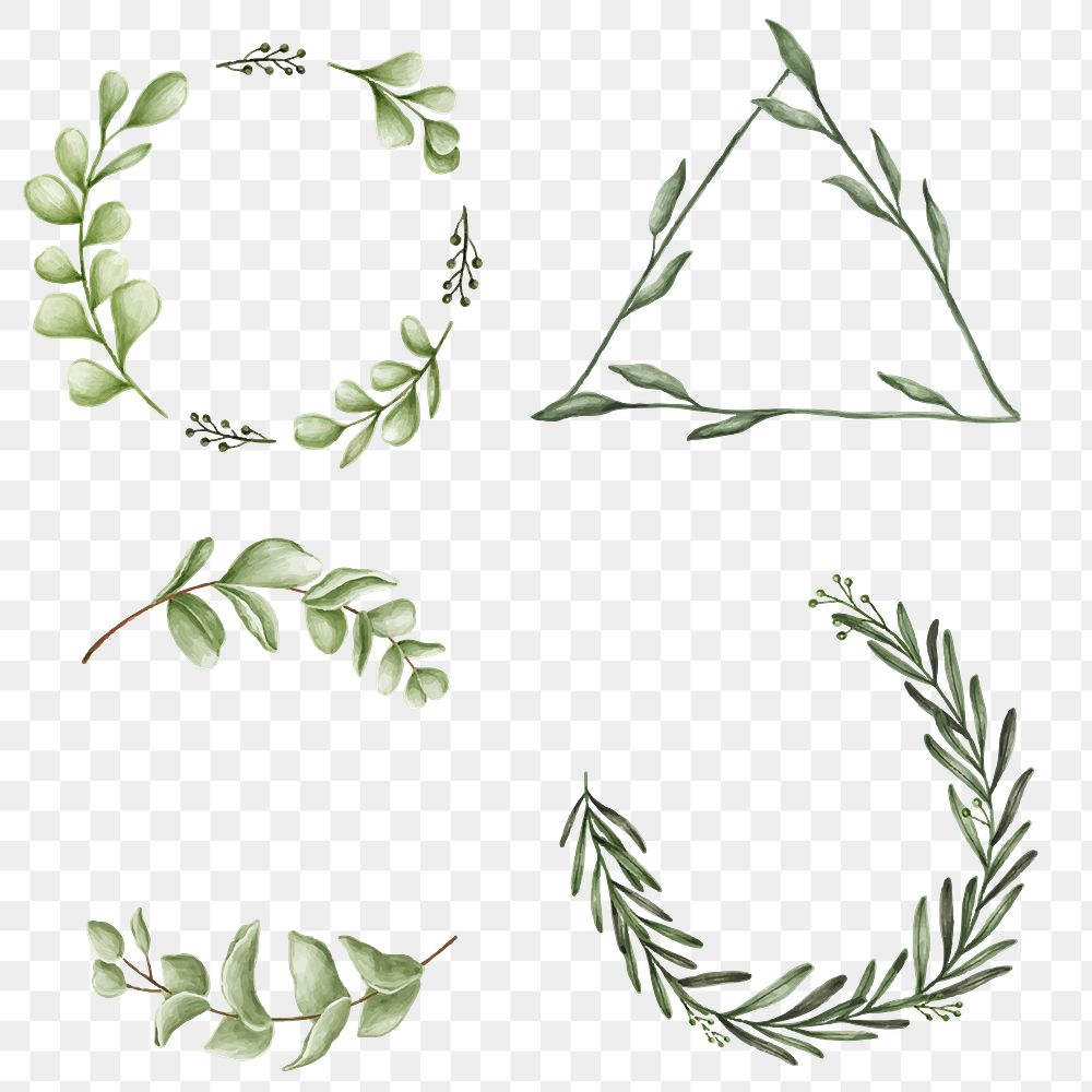 Floral wreath set transparent png