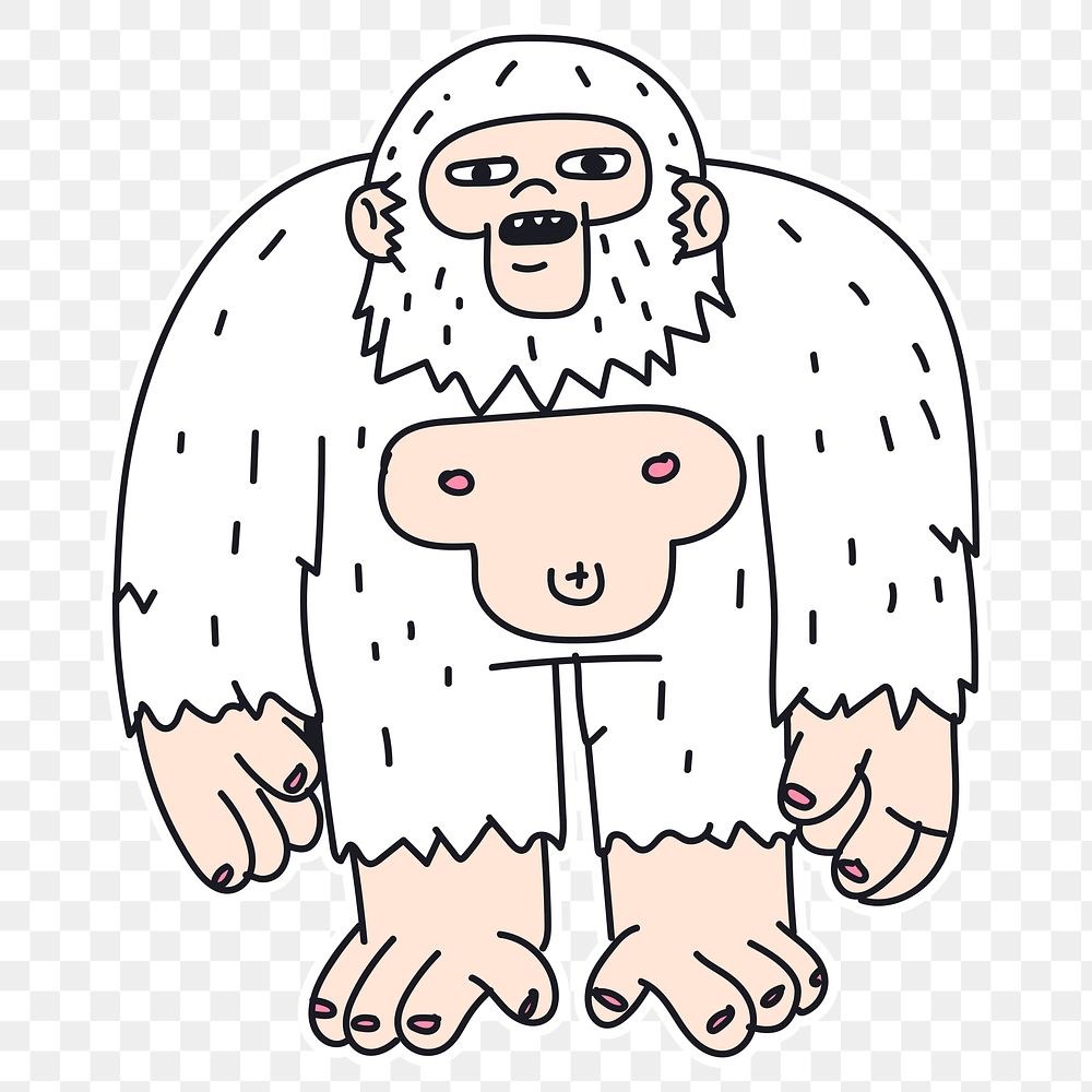 Hand drawn Bigfoot sticker transparent png