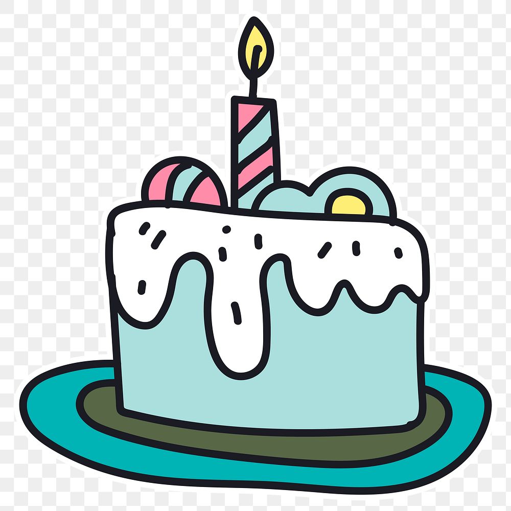 hand-drawn-cake-with-a-candle-premium-png-sticker-rawpixel