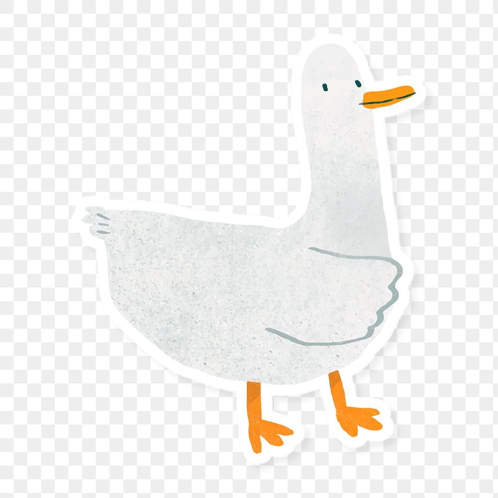 Hand drawn duck sticker transparent png