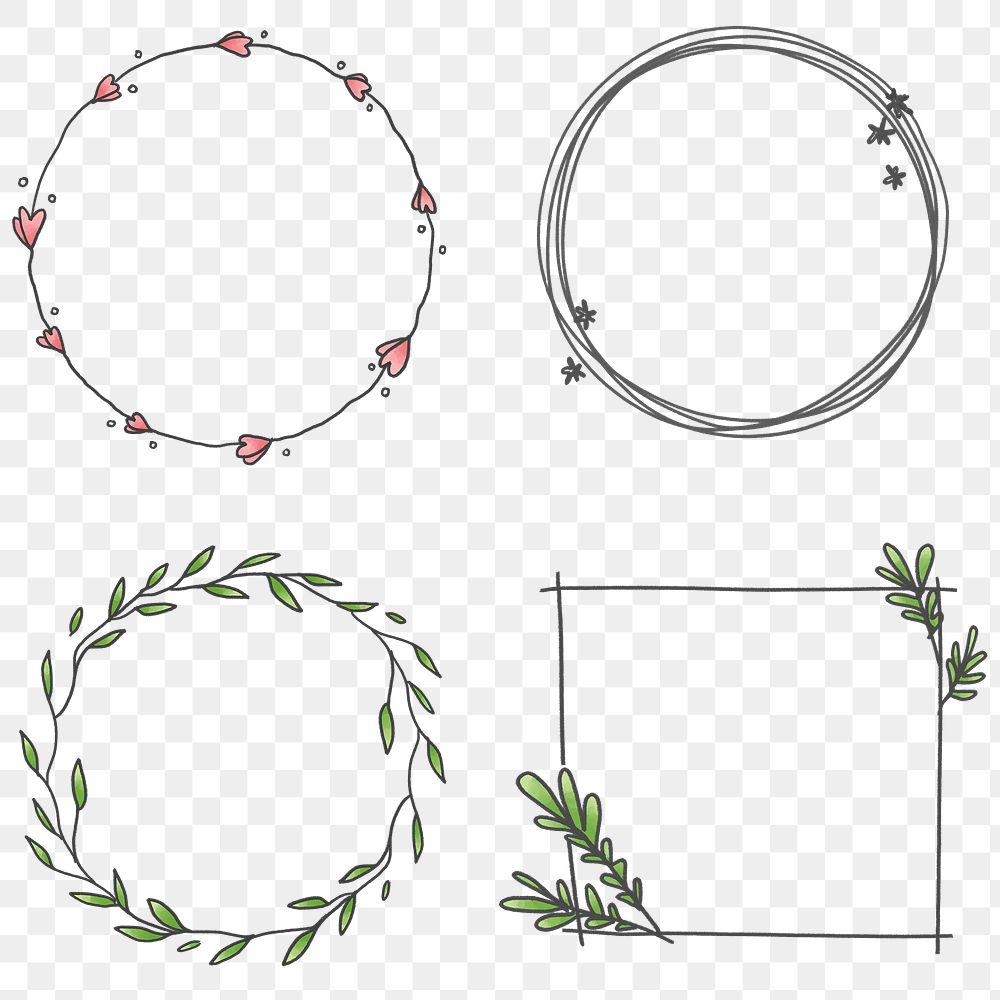 Floral frame set transparent png | Premium PNG - rawpixel