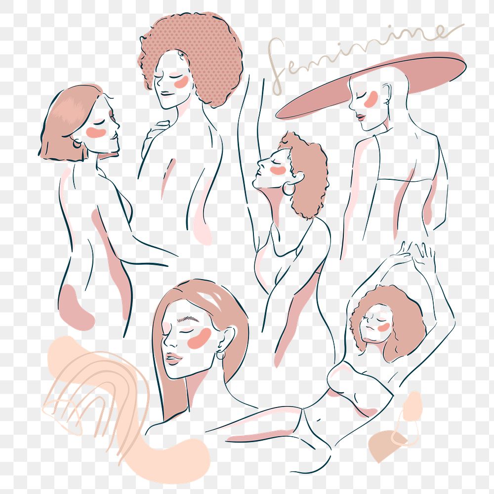 Beige feminine line art design element