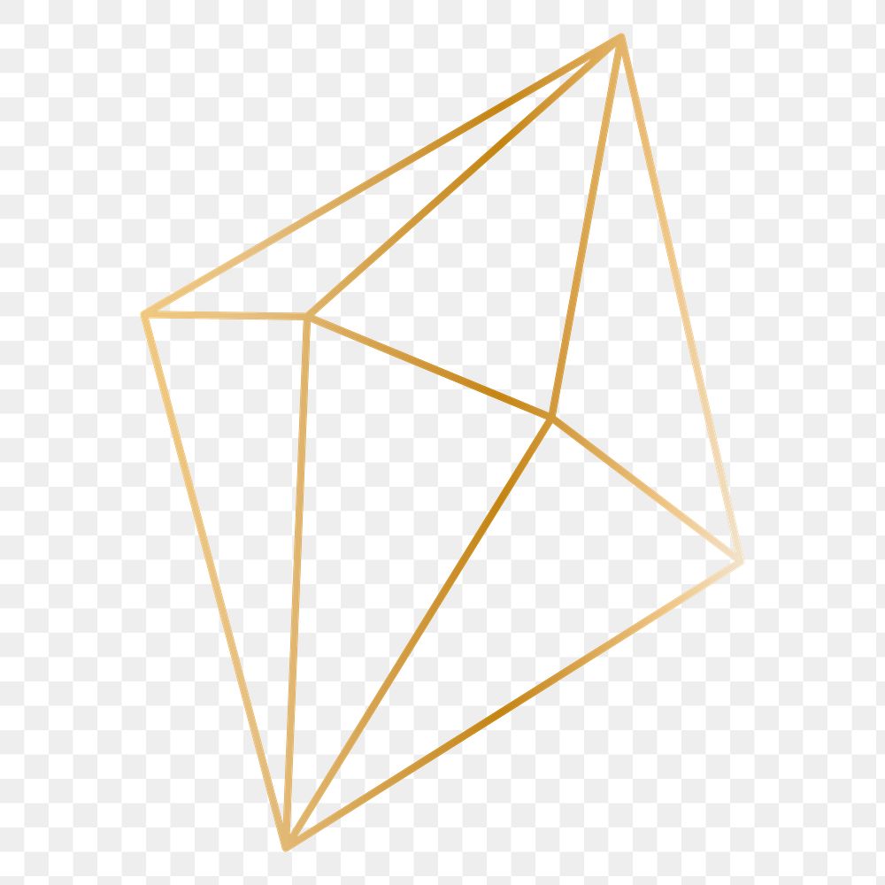 Minimal gold prism shape transparent png