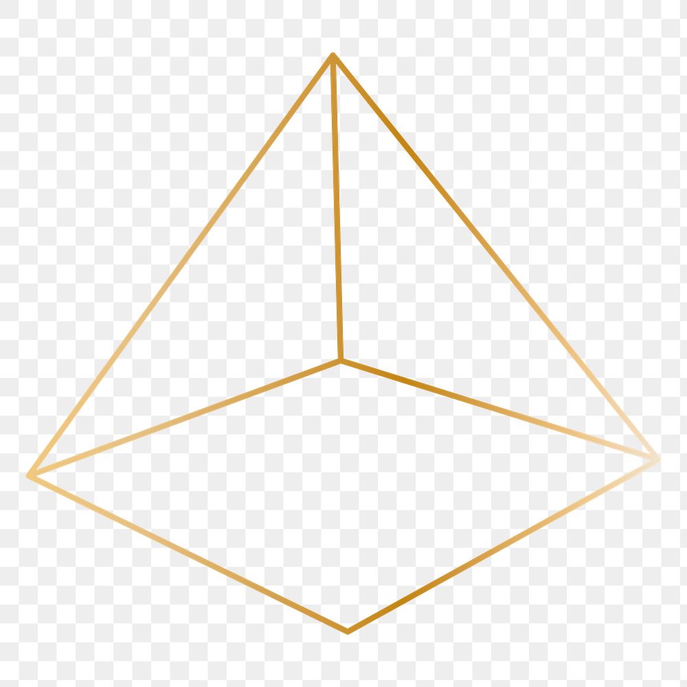 Minimal gold pyramid shape transparent png