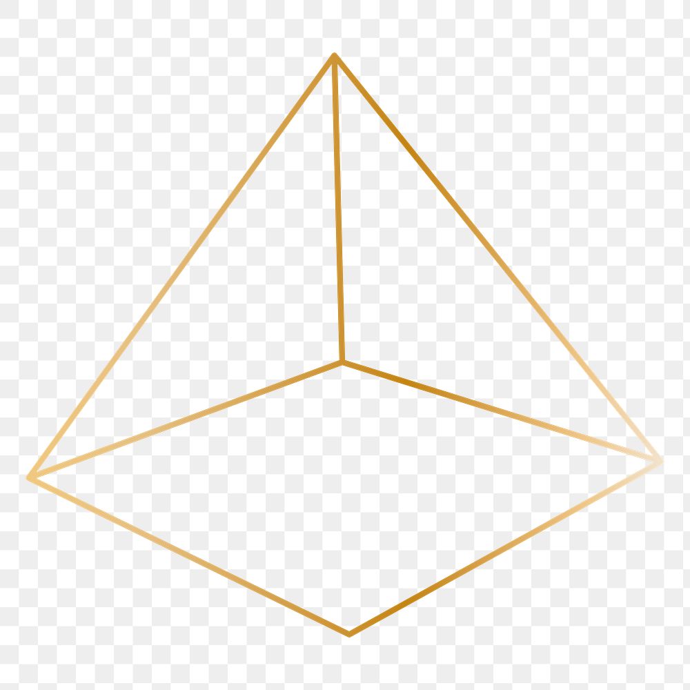 Minimal gold pyramid shape transparent png