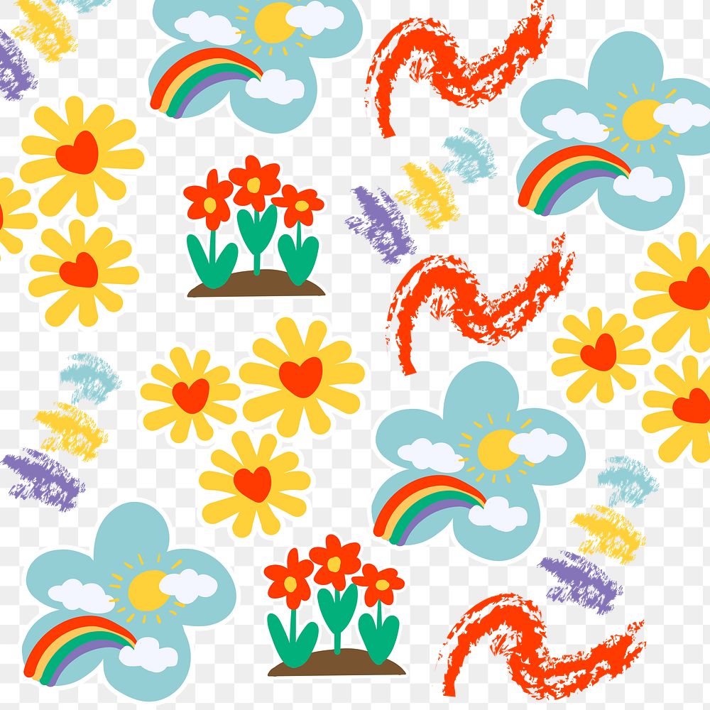 Cute summer doodle patterned background illustration