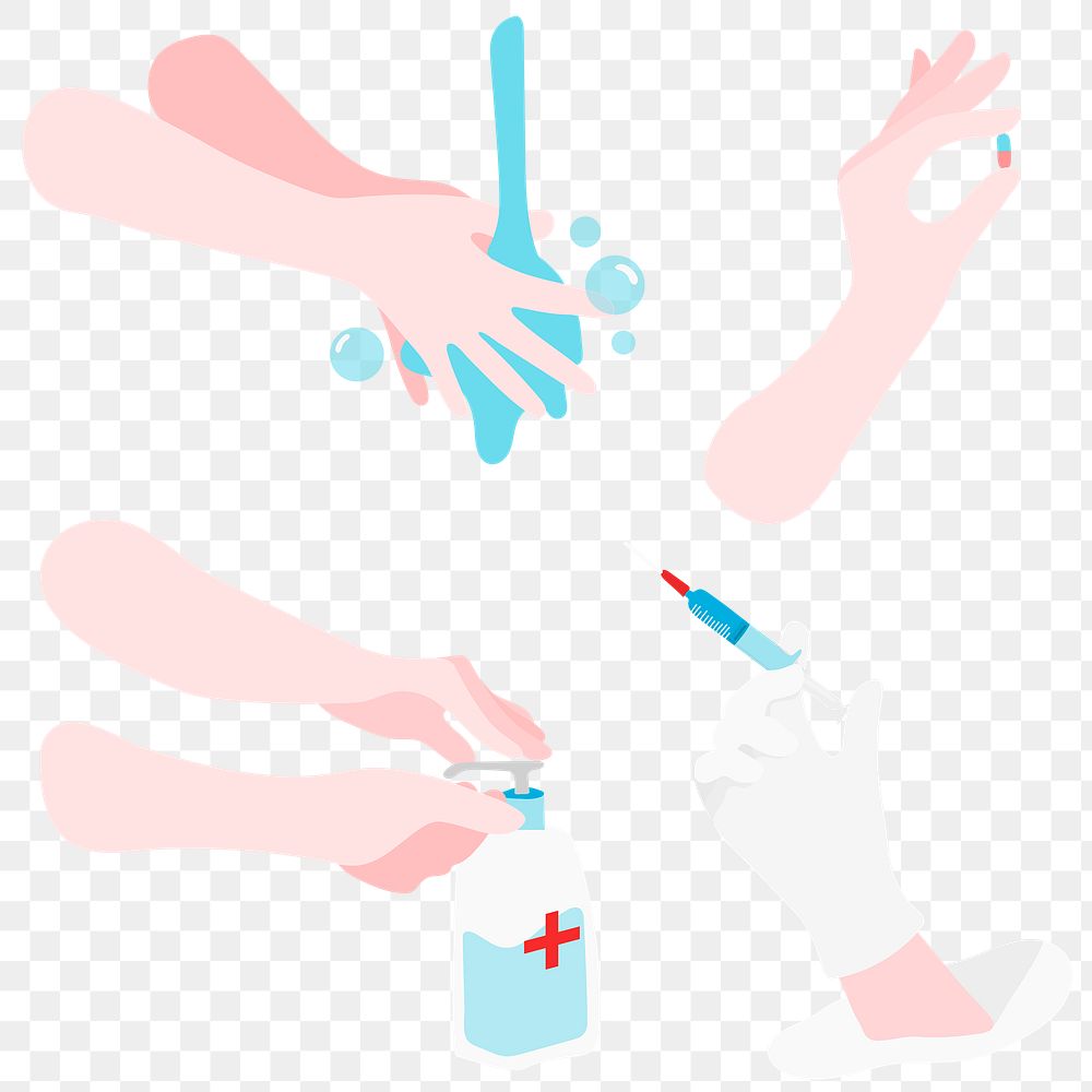 Virus spread prevention design element set transparent png