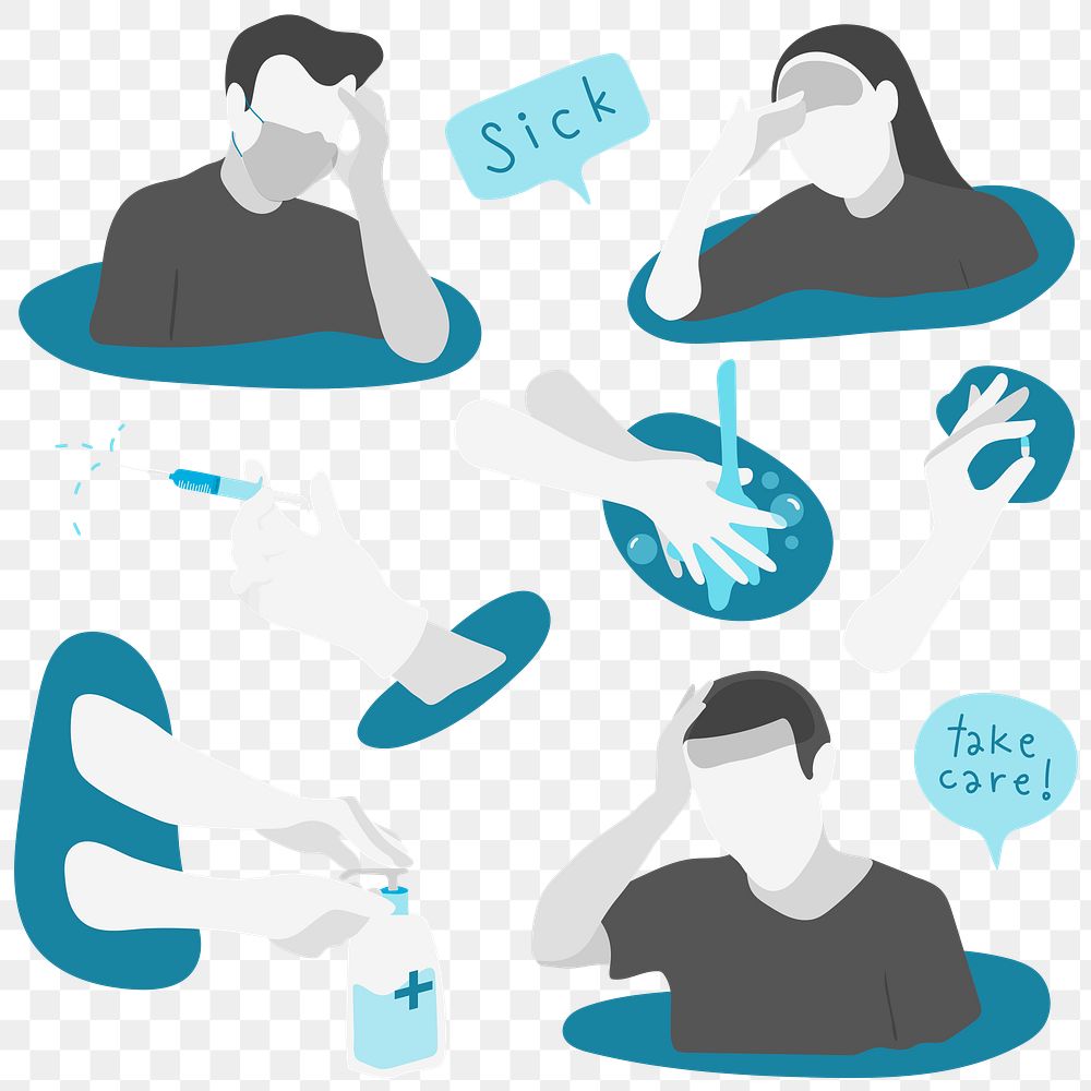 Coronavirus infection and protection set transparent png
