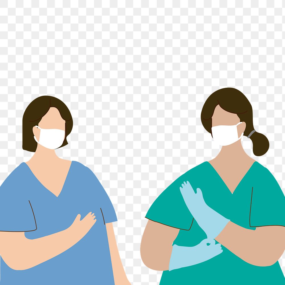 Medical staff wearing a face mask to prevent coronavirus infection character element transparent png