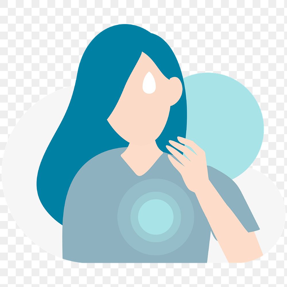 Woman suffering from a chest pain element transparent png