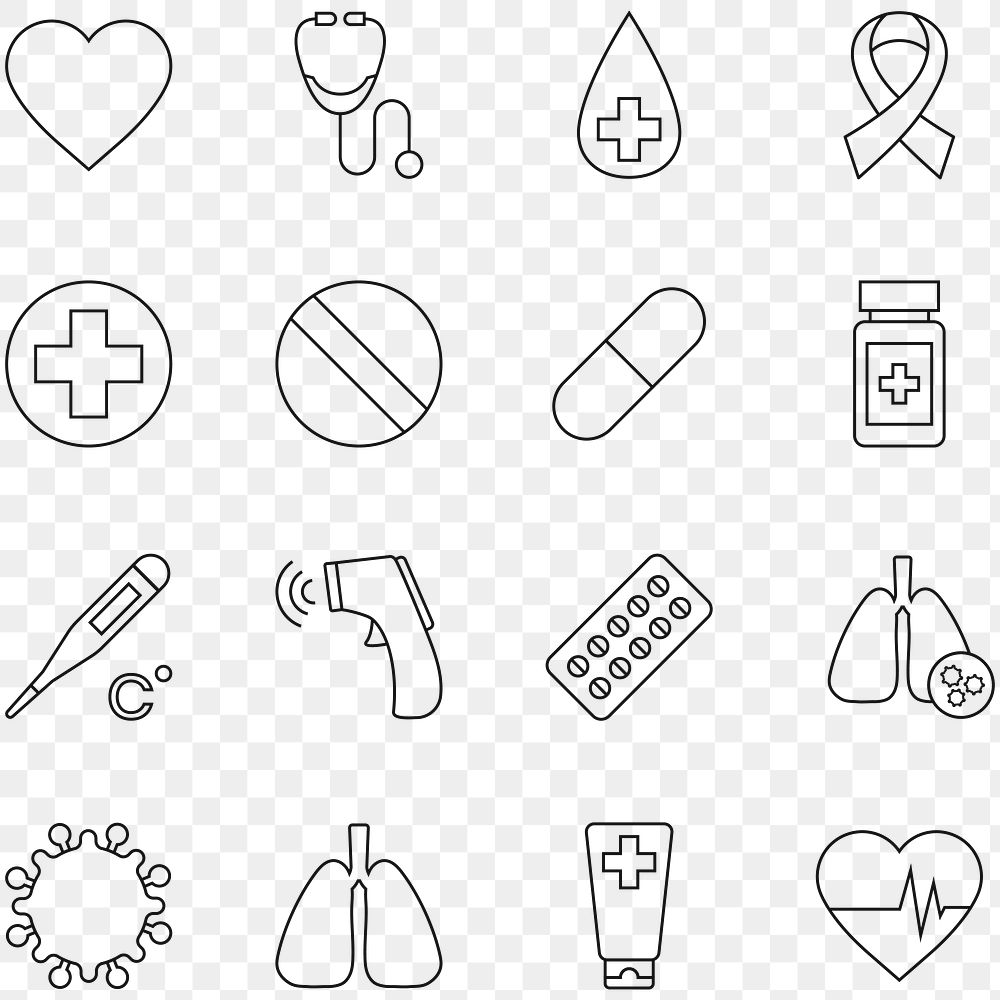 Medical and healthcare covid 19 icon set element