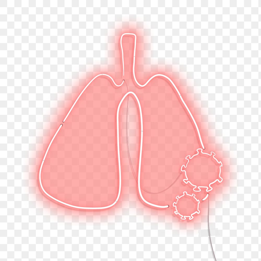 Coronavirus inside the lungs neon icon transparent png