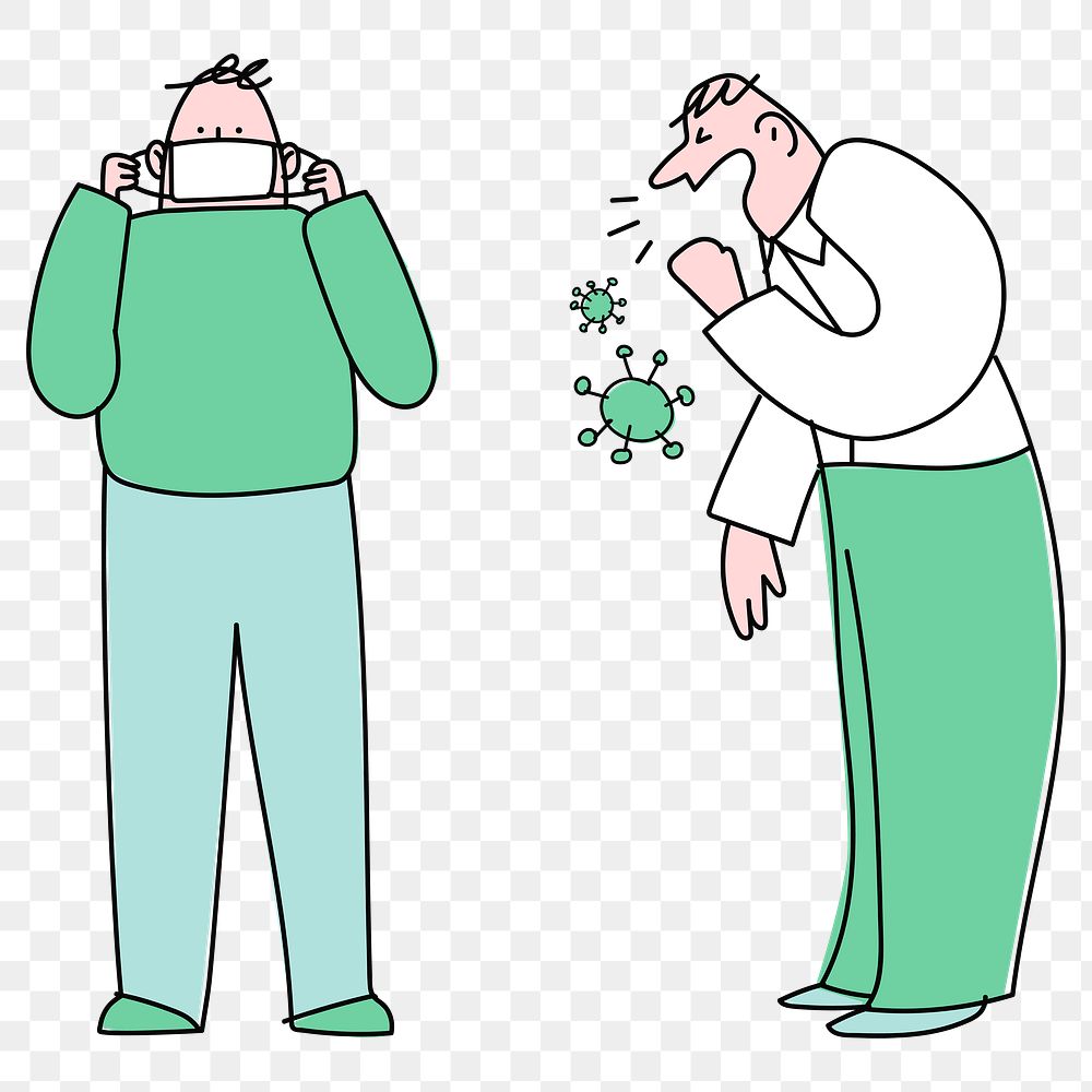 Coughing man in public transparent png
