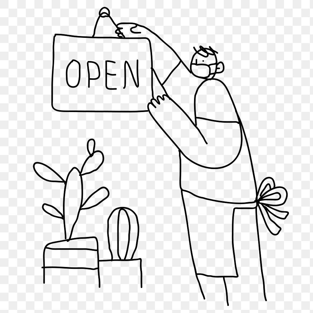 &lsquo;Open&rsquo; COVID-19 business png new normal doodle character