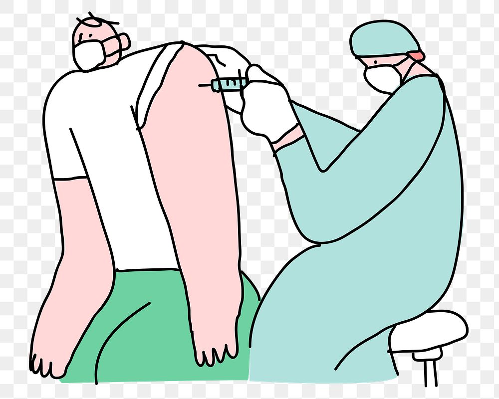 COVID-19 vaccination png for business doodle character