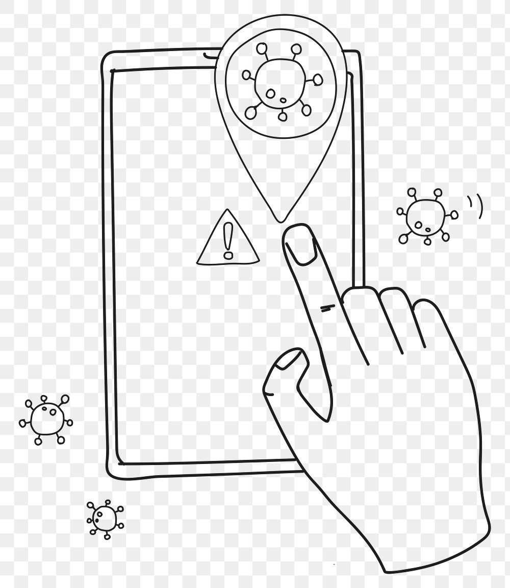 COVID-19 tracking app png new normal lifestyle doodle illustration