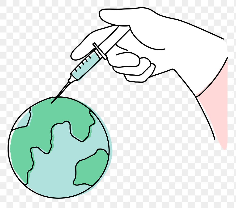 Global vaccination png doodle illustration
