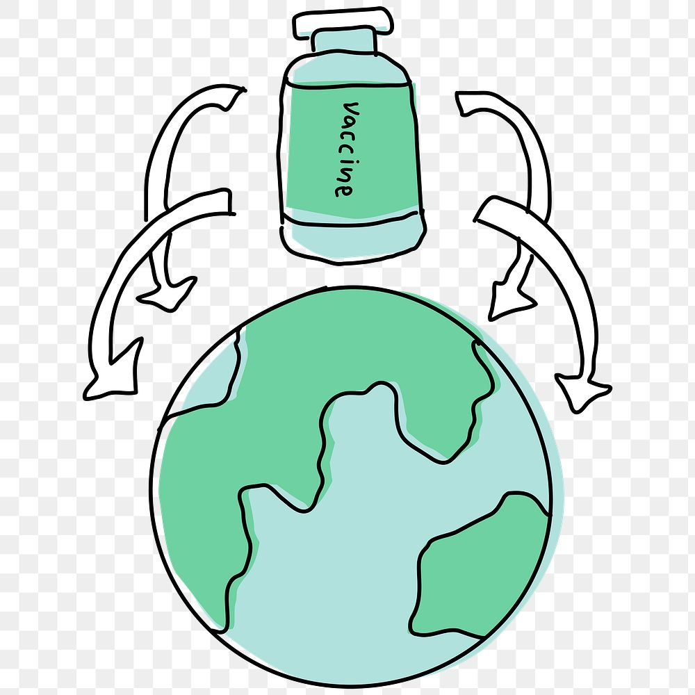 Global vaccination png doodle illustration