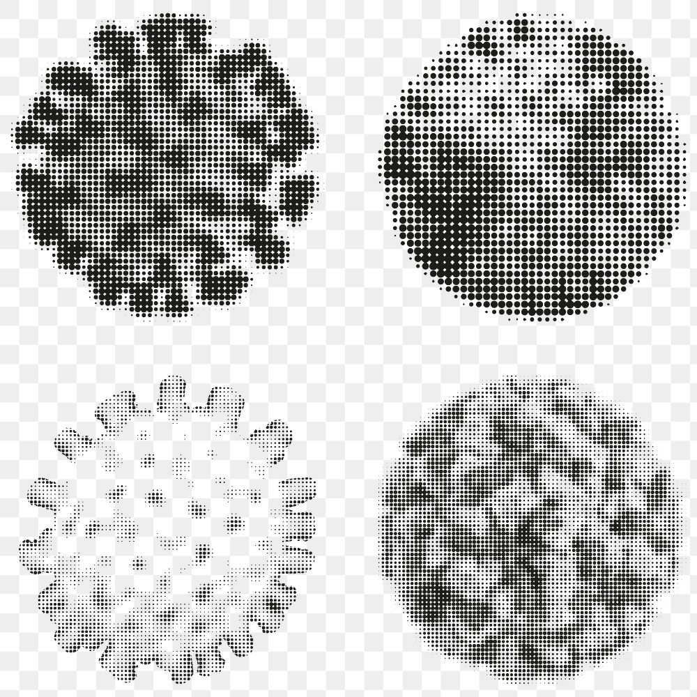 Gray coronavirus cell element set transparent png