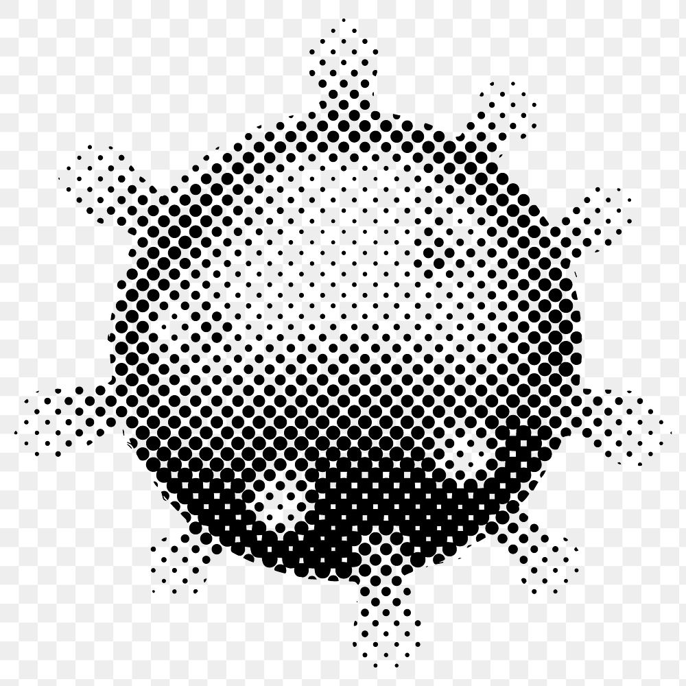 Black and white coronavirus cell under microscope design element