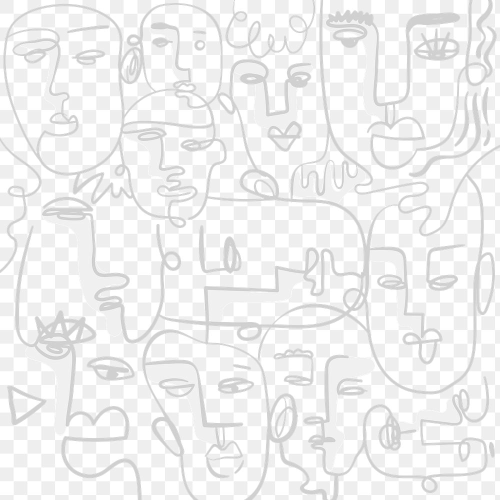 Abstract gray face line drawing background design element