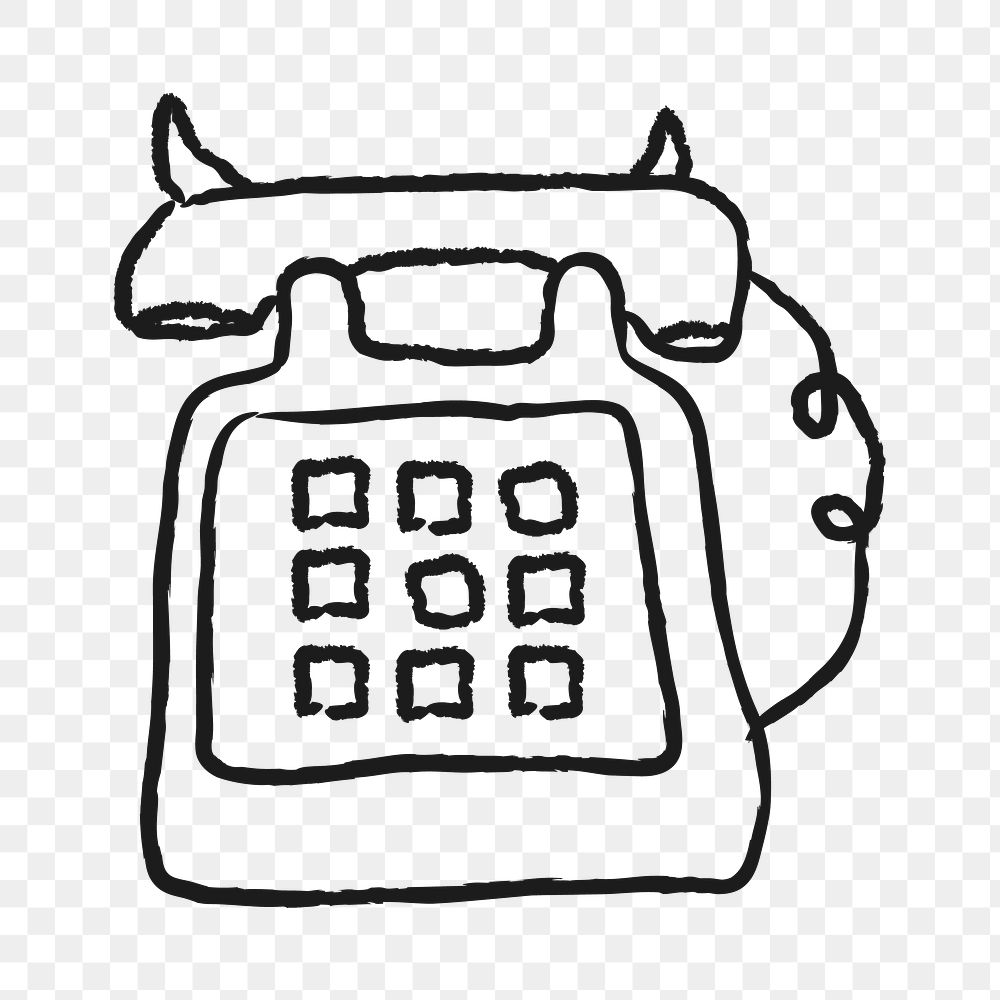 Retro landline phone doodle design element