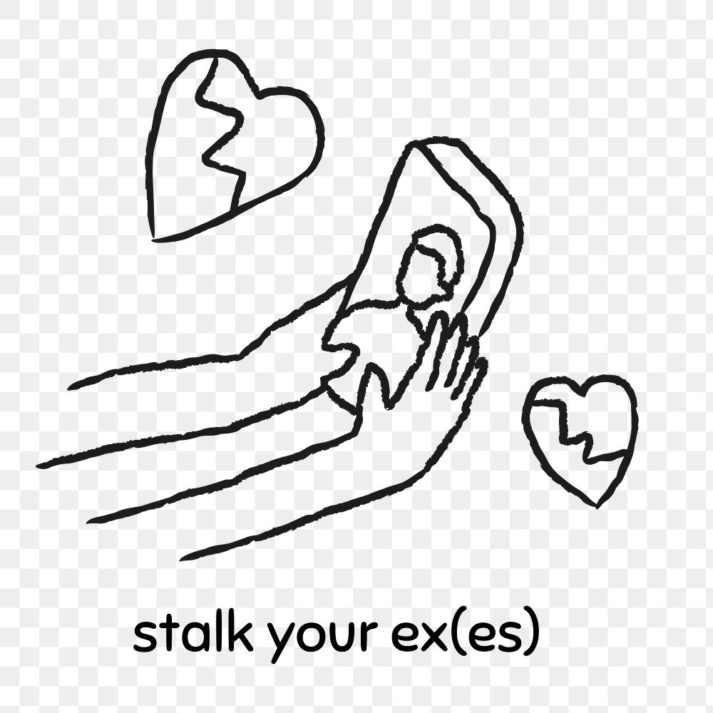 Stalk your ex(es) doodle design element