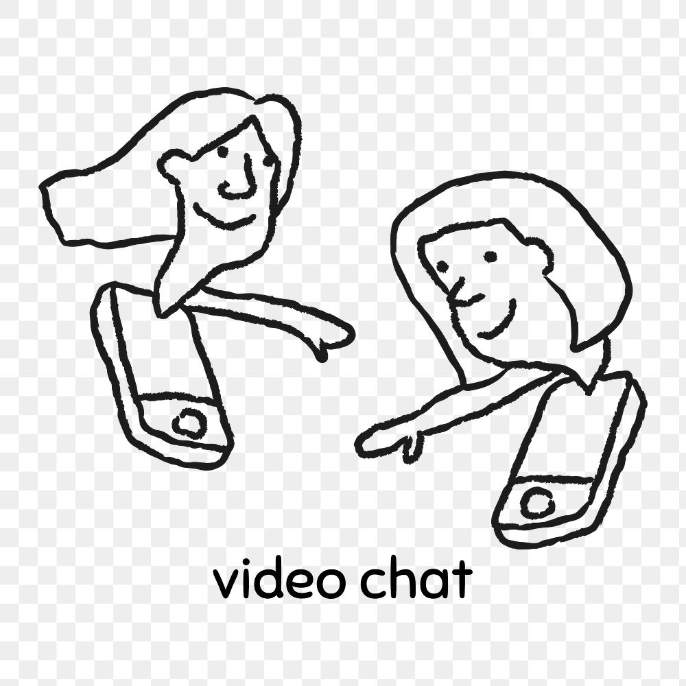 Video chat during quarantine doodle design element
